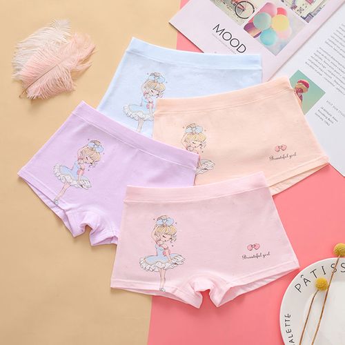 【3/4条】爱逗童新款卡通女生内裤中童平角短裤儿童内裤小学公主