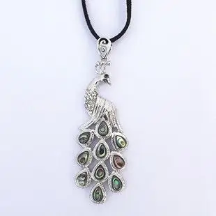 天然鲍鱼贝壳孔雀吊坠韩版长款毛衣链 锁骨链 装饰项链女时尚配饰