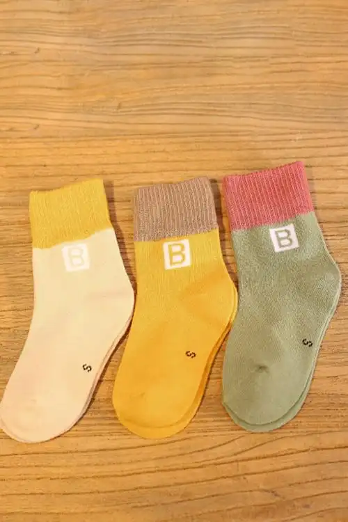 芭芭鸭三双装儿童袜子纯棉秋季薄款中筒袜男童女童宝宝