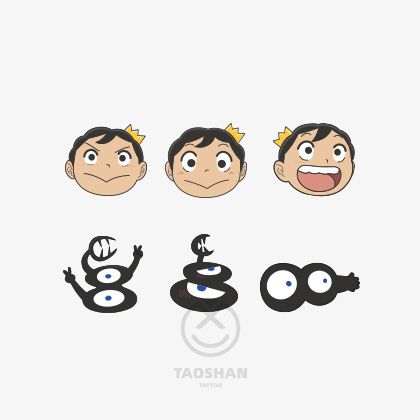 波吉卡克卡通人物可爱纹身贴