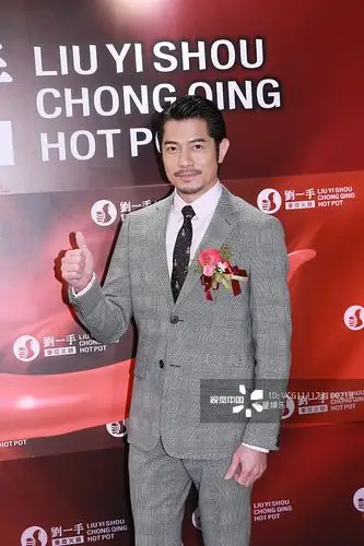 郭富城:格纹西装印花领带 做旧皮鞋儒雅绅士