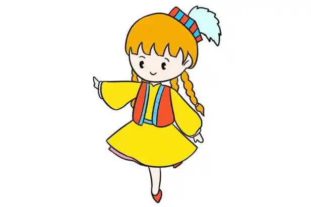 少数民族小女孩简笔画步骤图解 可爱超简单画法--简笔画大全