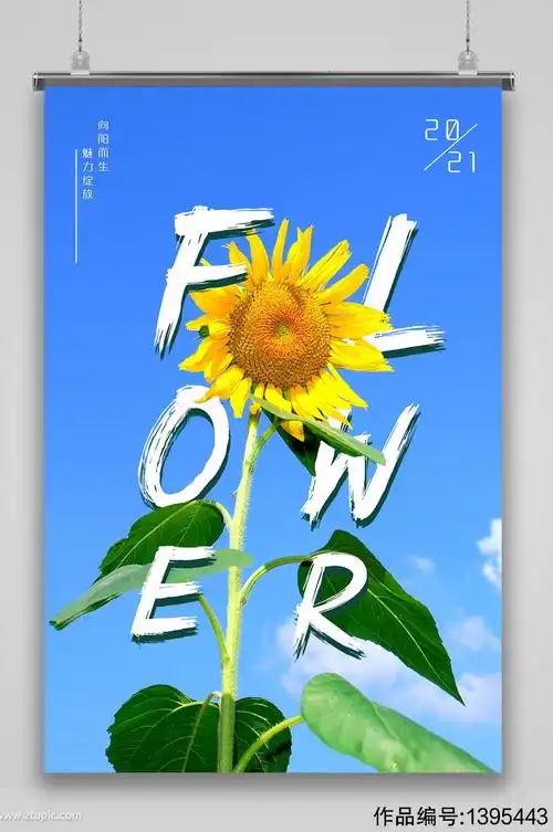 蓝色大气简洁的向日葵海报