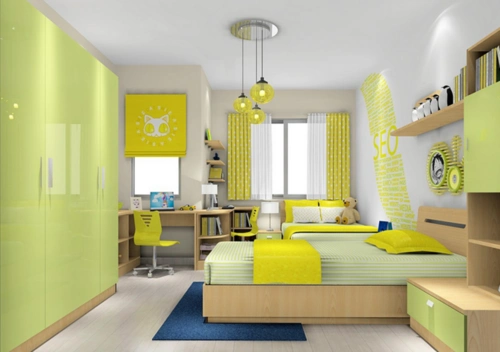 青少年房家具设计风格_小面积儿童房效果图_儿童房卧室效果图介绍