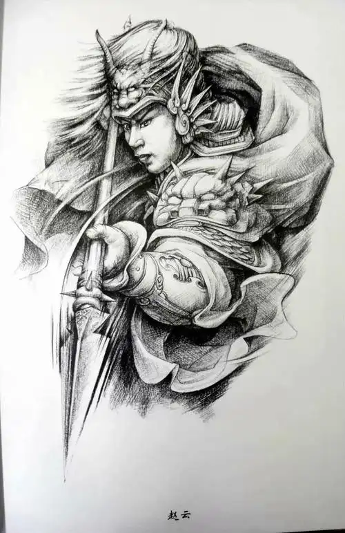 武神·赵云纹身手稿