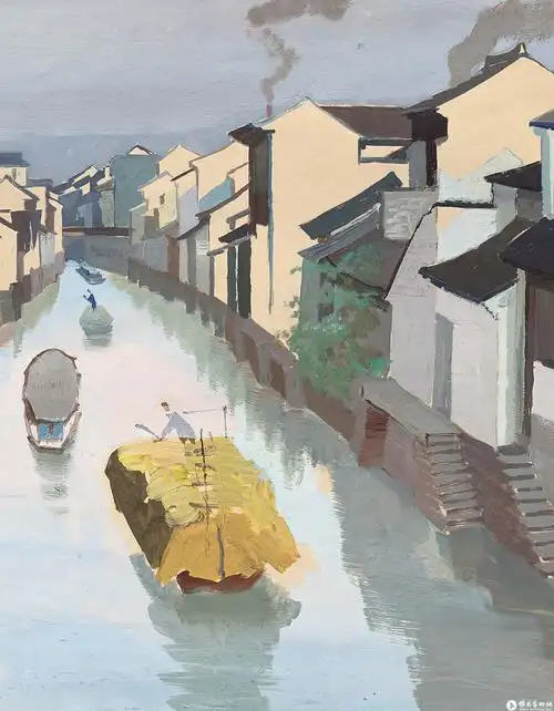吴县小镇_油画 水粉画_袁运甫作品展_袁运甫在线作品_袁运甫纪念网站
