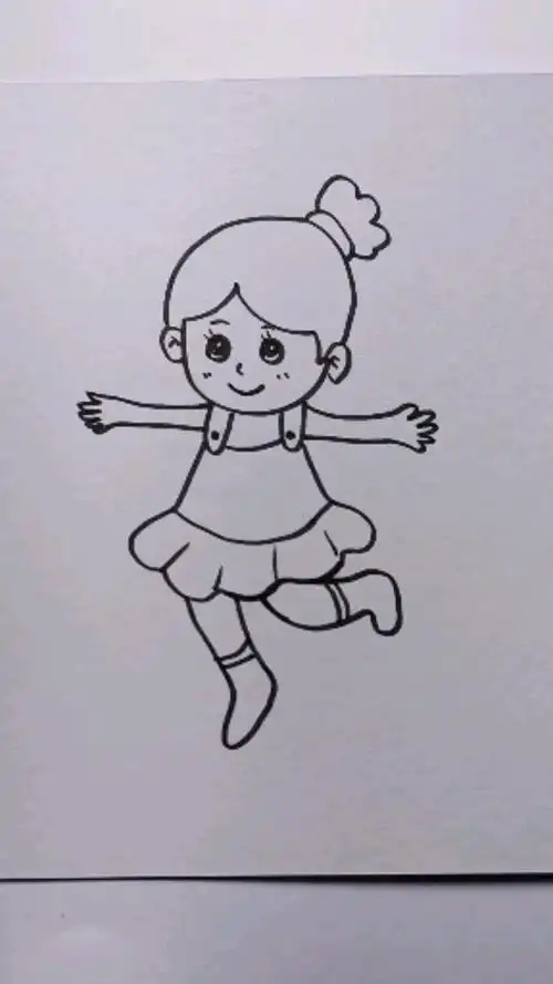 简笔画#快乐小女孩