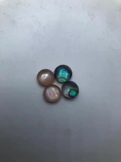 粉贝壳和粉水晶,鲍鱼贝和粉晶,尺寸9mm