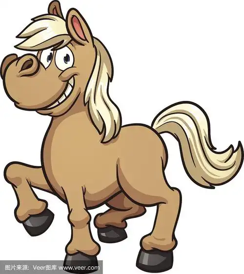卡通,小马,可爱的,米色,绘画插图