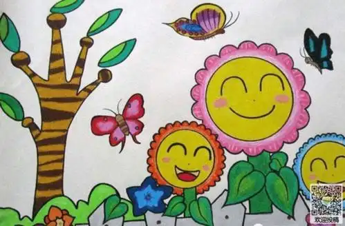 美丽的春天儿童画作品欣赏-春天降临