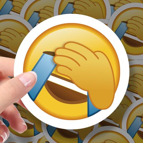新款捂脸表情包贴纸emoji搞笑表情流汗黄豆手机壳笔记本手账贴纸