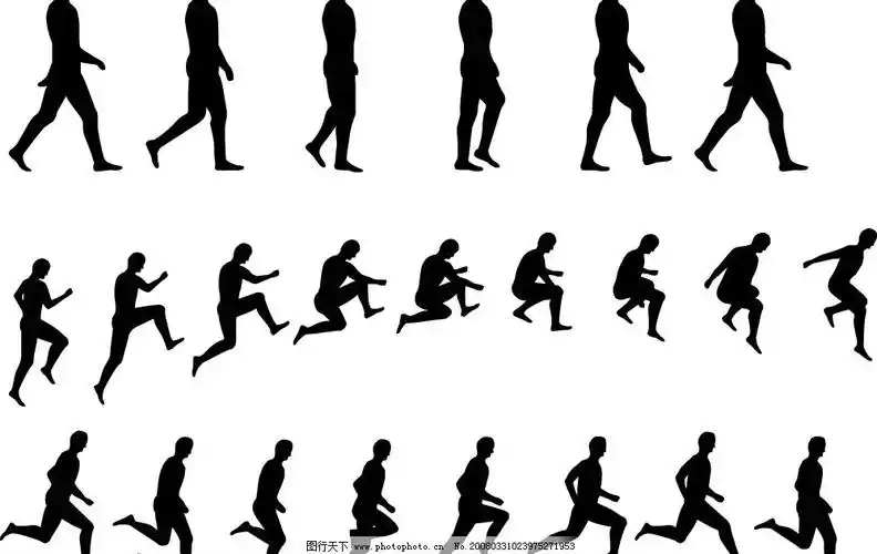 动漫人物连续动作图人物运动连续动作剪影图片写一个表示人物连续动作