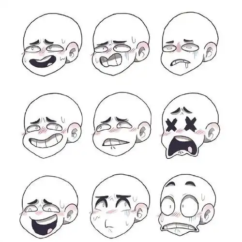 绘画参考#丰富夸张的表情参考,画师:alley wong