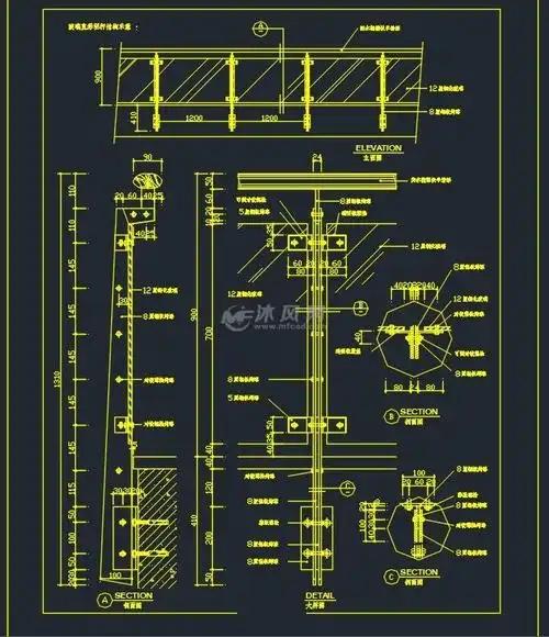 玻璃栏杆幕墙护栏节点大样标准图集