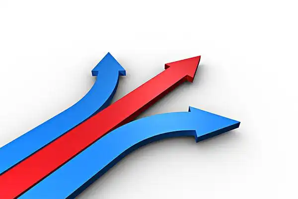 红色,蓝色,箭头,指向