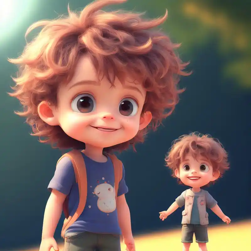 ai作画,可爱小男孩,爆炸头