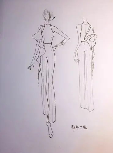 " 手绘插画 设计手稿 时装周 铅笔画 婚纱礼服