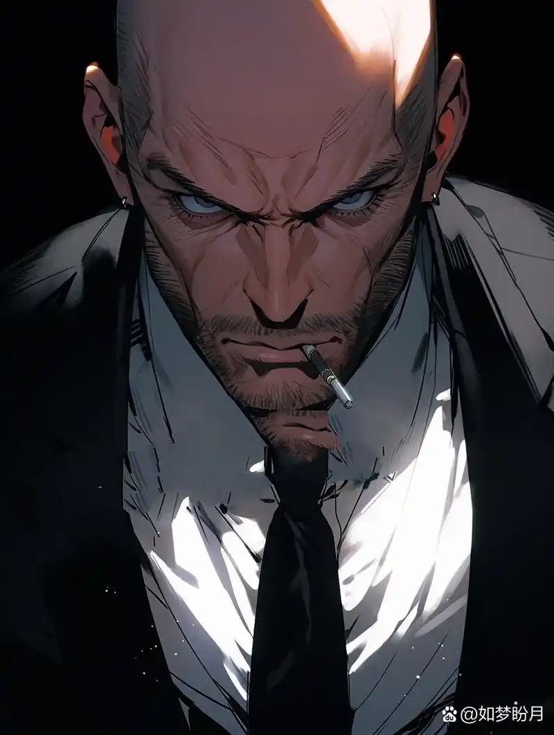 9908 今天我要给大家分享一款超级帅气的男生头像——光头西装