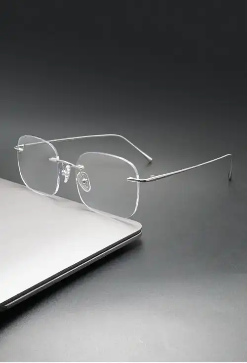 hd素颜无框近视眼镜女潮纯钛方形大框无边框架可配有度数小红书同款