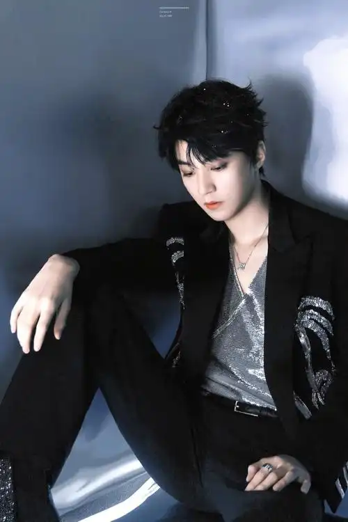 王俊凯银色v领内搭