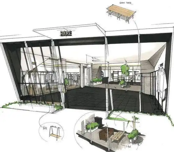 手绘草图服装店门头表达!