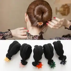 扎头发饰品盘发器韩国磨砂花朵海绵丸子头造型器花苞头懒人盘头饰
