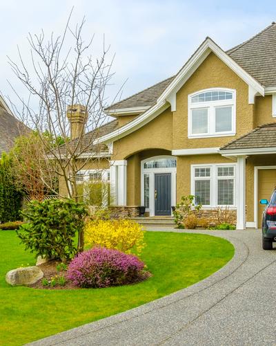 欧式别墅海景房建筑泳池池塘园林景观风景画房子海报墙画装饰画9c