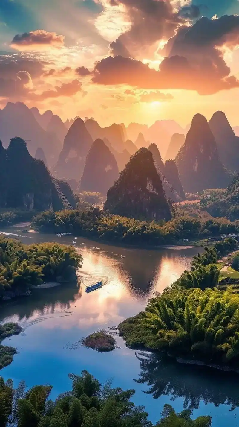 手机高清壁纸《漓江:山水画廊》漓江被誉为中国最美的山水画廊破