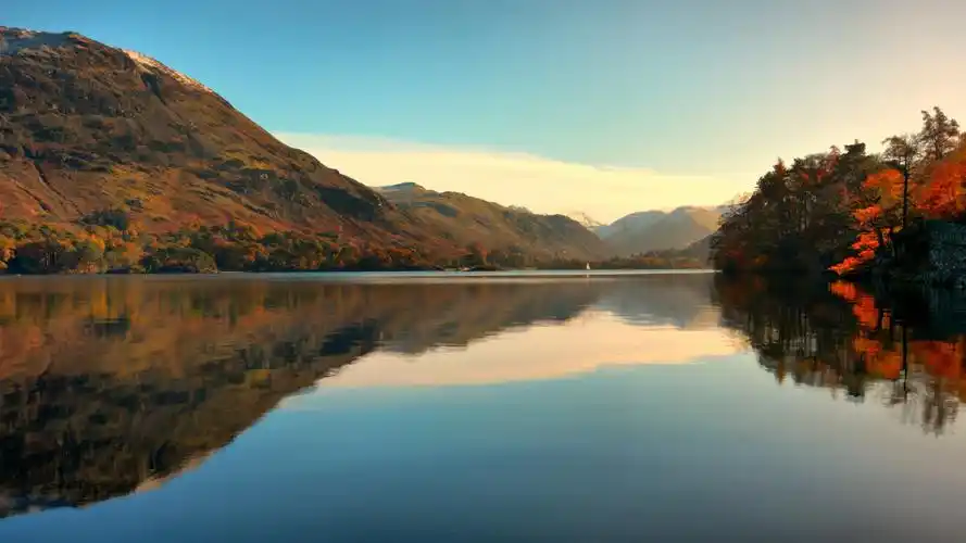 秋天,山,树,湖,倒影,风景桌面壁纸