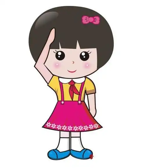 卡通人物简笔画学生简单敬礼