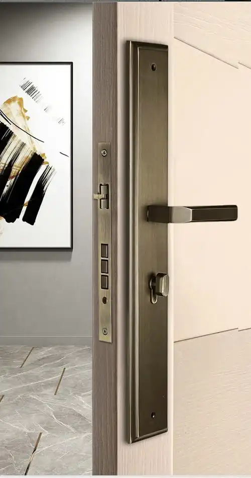 大门锁办公室入户实木门子母门会议室双开门锁通用型 黑色单开门门锁