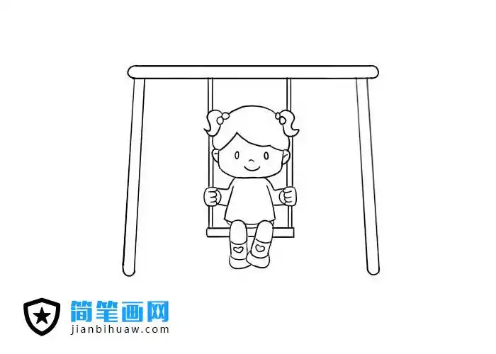 小女孩在荡秋千的简笔画图片