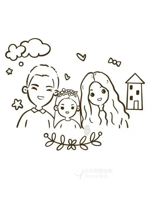 简笔画简单人物头像全家福照片手绘卡通