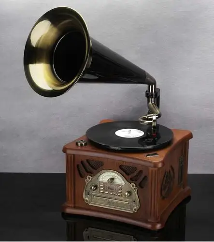 恒信蓝牙小号号角复古留声机黑胶唱片机老式电唱机黑胶唱片机