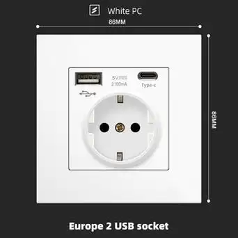 86型欧规德式usb插座面板 德标typec usb插座欧标16a面板-阿里巴巴