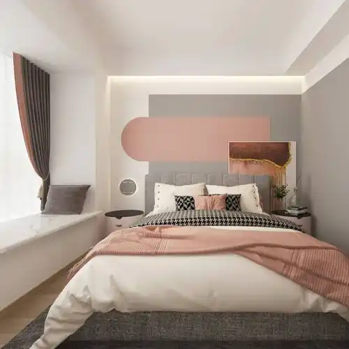 现代简约客厅,粉与灰就像我和你邂逅