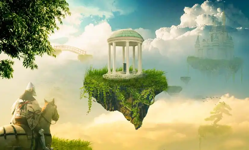 空中悬浮绿地壁纸-创意壁纸 - 壁纸家