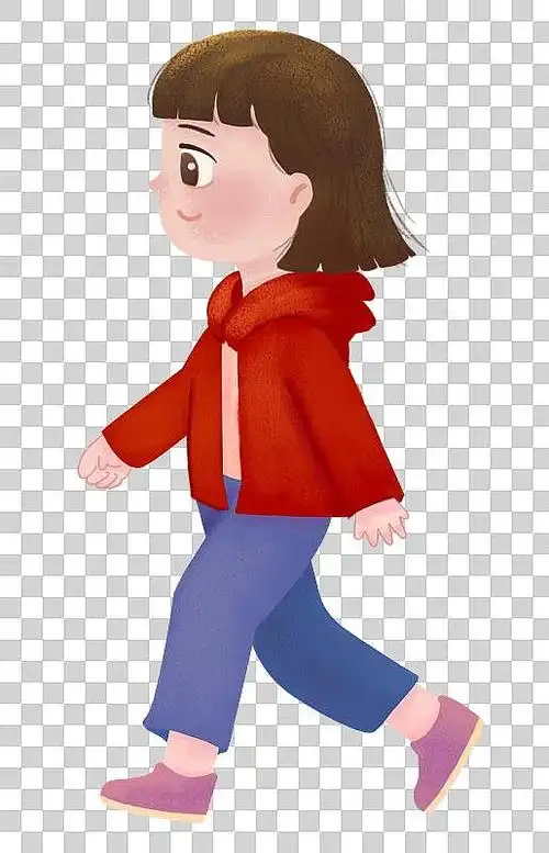 正在走路的小女孩侧面插画元素图片下载