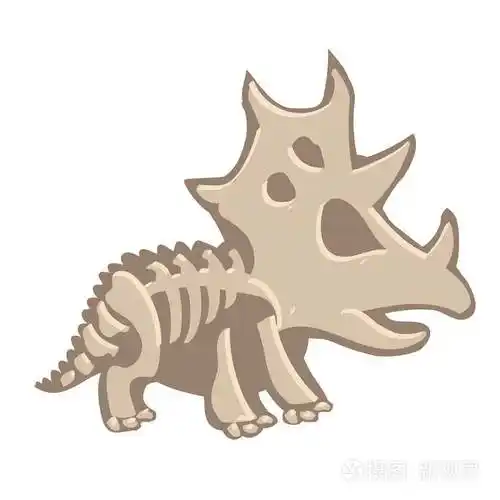 卡通恐龙化石在白色背景上隔离的矢量插图