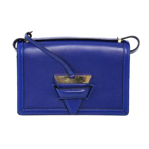 [9.5新]罗意威loewe女士牛皮蓝色巴塞罗那三角插销包单肩斜挎包