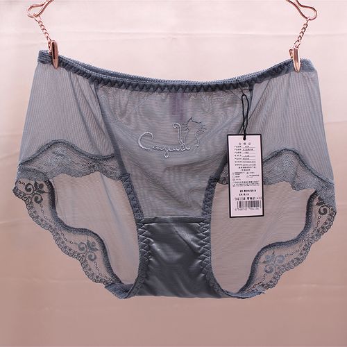 娇婷9415性感蕾丝女全透明中腰无痕超薄镂空冰丝网纱女士三角裤头