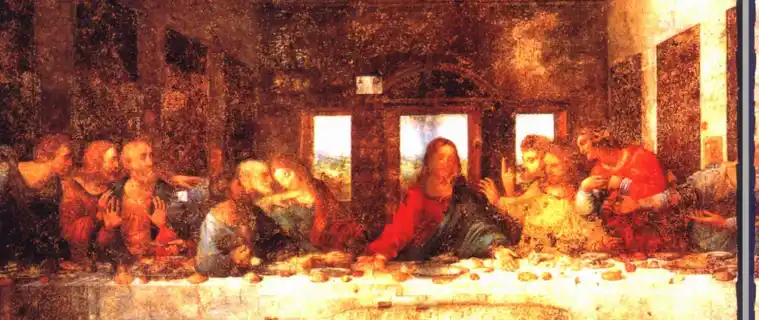 达芬奇的这幅《最后的晚餐》描绘了基督耶稣在被捕前,与门徒会餐诀别