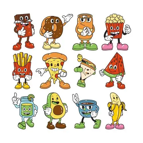 创意卡通零食食物角色形象插画元素