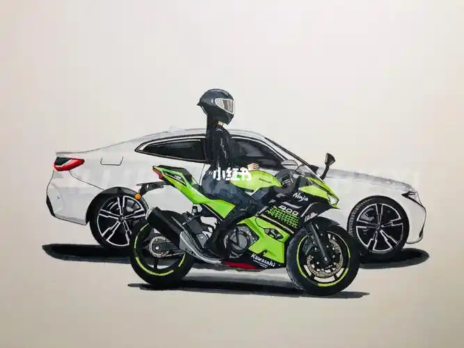 手绘川崎ninja400女骑士