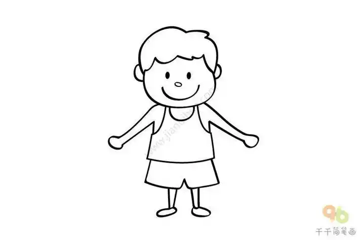 小男孩子侧面简笔画全身 简笔画图片大全-普车都