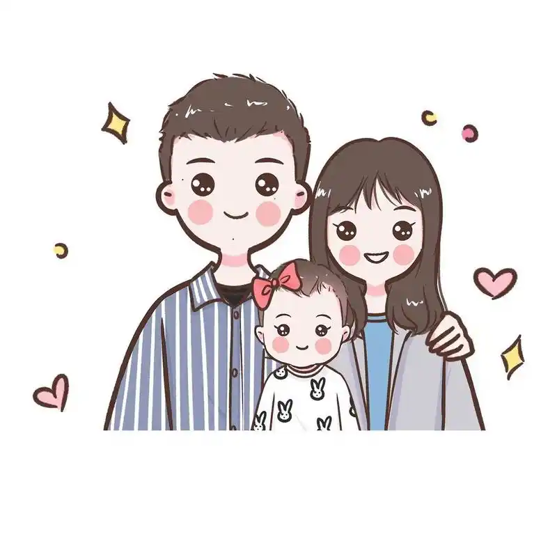 满满的幸福感7815 一家三口四口卡通头像 亲子漫画脸制作 全家福