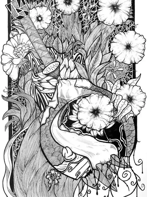 黑白装饰画|原创|手绘|插画|