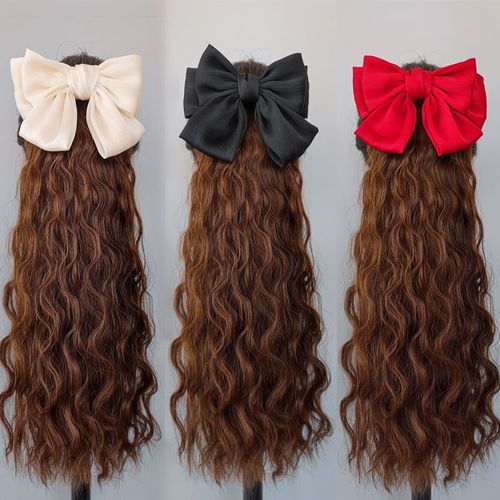 2021假发蝴蝶结马尾拆卸插梳款头发辫子蛋花卷水波纹羊毛卷蛋蛋卷