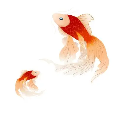 彩色手绘卡通国潮锦鲤鲤鱼高考锦鲤好运高考日元素png素材