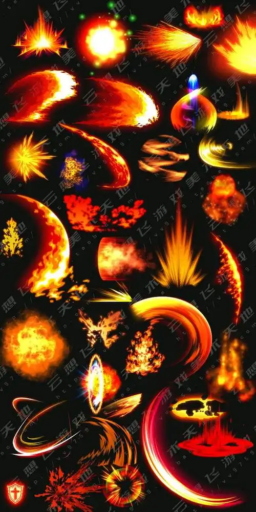 游戏特效资源 精美技能特效连帧素材2千多套序列特效 png透明格式-淘